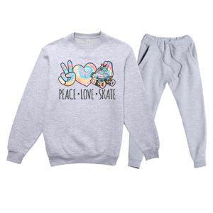 Tie Dye Roller Skating For Teen Peace Love Skate Gift Premium Crewneck Sweatsuit Set