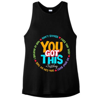 Test Day Rock The Test Teacher Testing Day You Got This Ladies PosiCharge Tri-Blend Wicking Tank
