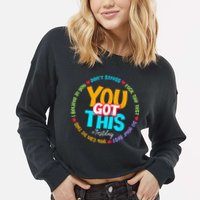 Test Day Rock The Test Teacher Testing Day You Got This Cropped Pullover Crew