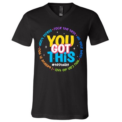 Test Day Rock The Test Teacher Testing Day You Got This  V-Neck T-Shirt
