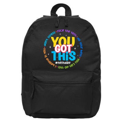 Test Day Rock The Test Teacher Testing Day You Got This  16 in Basic Backpack