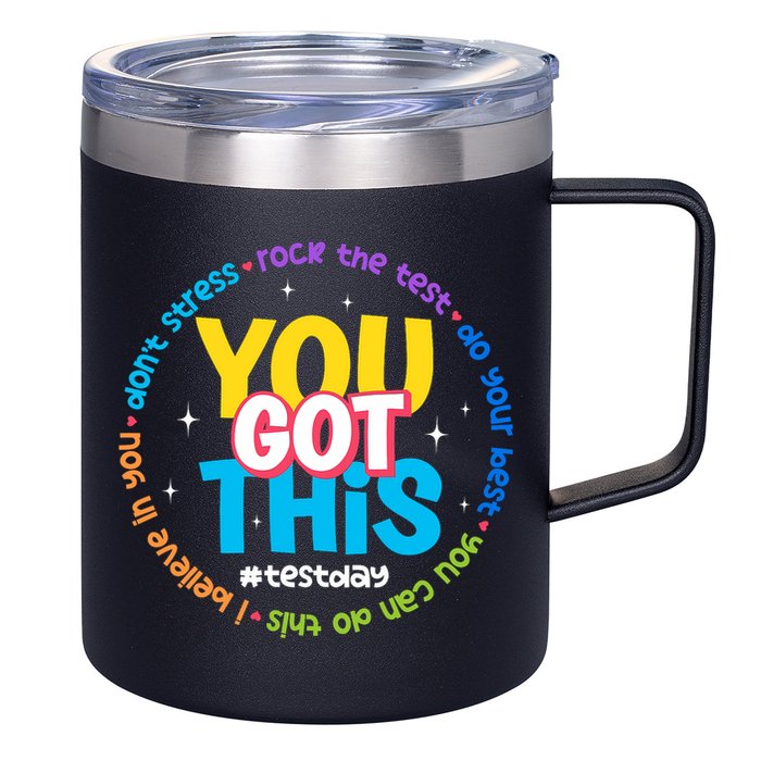 Test Day Rock The Test Teacher Testing Day You Got This  12oz Stainless Steel Coffee Mug