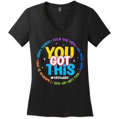 Test Day Rock The Test Teacher Testing Day You Got This  Women's V-Neck T-Shirt