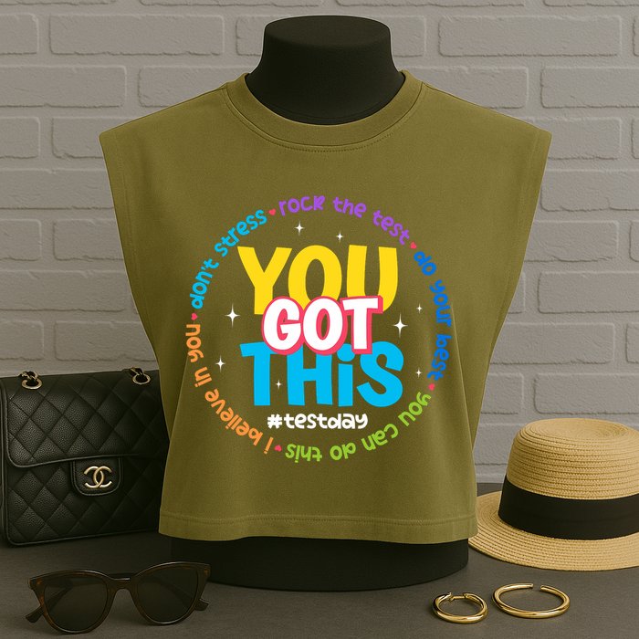 Test Day Rock The Test Teacher Testing Day You Got This  Garment-Dyed Women's Muscle Tee