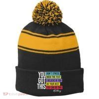 Test Day Rock The Test Teacher Testing Day You Got This  Stripe Pom Pom Beanie