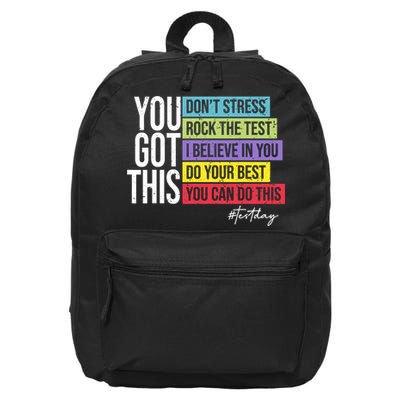 Test Day Rock The Test Teacher Testing Day You Got This  16 in Basic Backpack