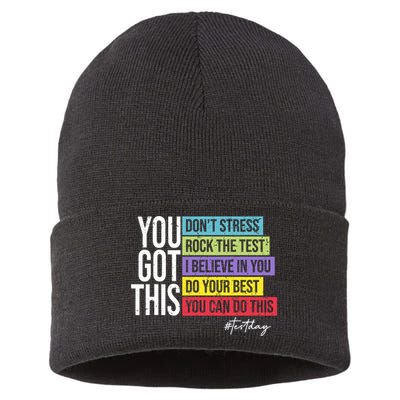 Test Day Rock The Test Teacher Testing Day You Got This  Sustainable Knit Beanie