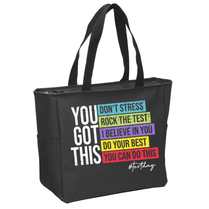 Test Day Rock The Test Teacher Testing Day You Got This  Zip Tote Bag