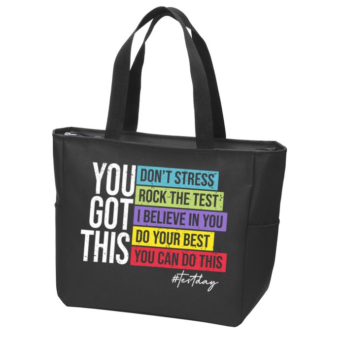 Test Day Rock The Test Teacher Testing Day You Got This  Zip Tote Bag