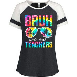 Tie Dye Retro Bruh We Out Teachers Happy Last Day Of School Gift Enza Ladies Jersey Colorblock Tee