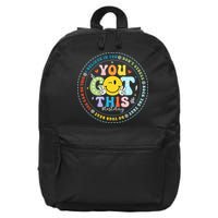 Test Day Rock The Test Teacher Testing Day You Got This 16 in Basic Backpack