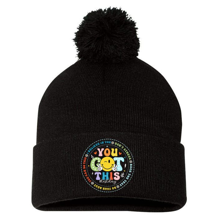 Test Day Rock The Test Teacher Testing Day You Got This Pom Pom 12in Knit Beanie