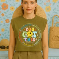 Test Day Rock The Test Teacher Testing Day You Got This Garment-Dyed Women's Muscle Tee