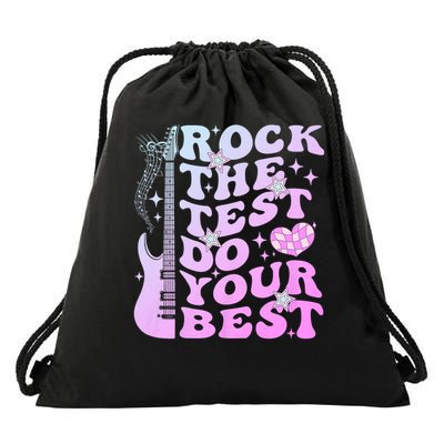 Test Day Rock The Test Do Your Best Testing Day Teacher Drawstring Bag