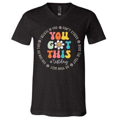 Test Day Rock The Test Teacher Testing Day You Got This V-Neck T-Shirt