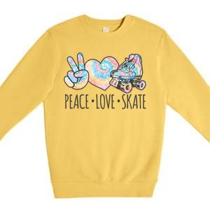 Tie Dye Roller Skating For Teen Girls Peace Love Skate Gift Premium Crewneck Sweatshirt