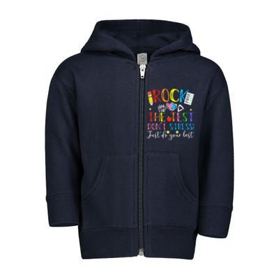 Test Day Rock The Test Teacher Testing Day Toddler Zip Fleece Hoodie