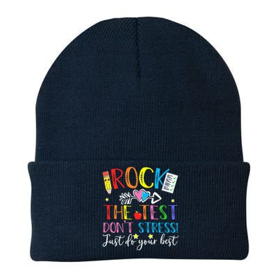 Test Day Rock The Test Teacher Testing Day Knit Cap Winter Beanie