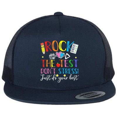 Test Day Rock The Test Teacher Testing Day Flat Bill Trucker Hat