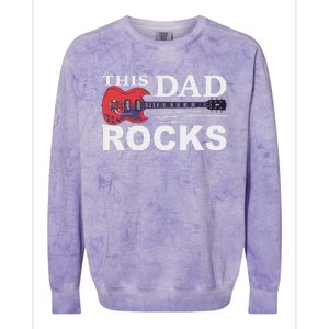 This Dad Rocks Guitar Old Rockers Colorblast Crewneck Sweatshirt