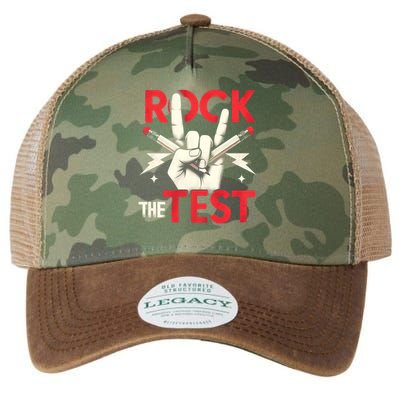 Testing Day Rock The Test Rock Music Teach.er Student Legacy Tie Dye Trucker Hat