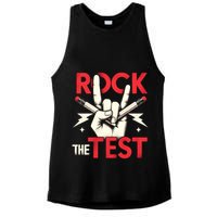Testing Day Rock The Test Rock Music Teach.er Student Ladies PosiCharge Tri-Blend Wicking Tank