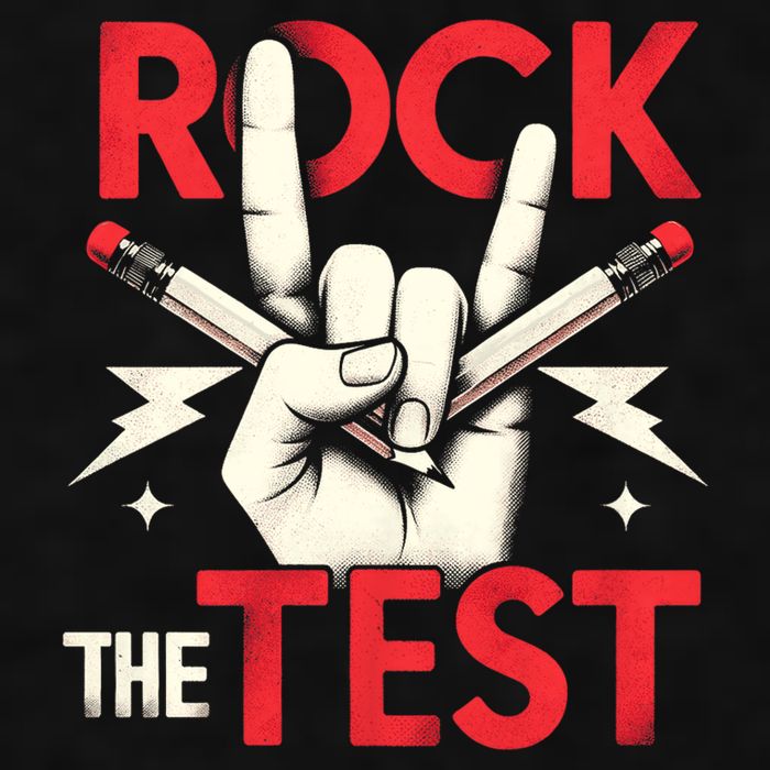 Testing Day Rock The Test Rock Music Teach.er Student Ladies PosiCharge Tri-Blend Wicking Tank