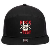 Testing Day Rock The Test Rock Music Teach.er Student 7 Panel Mesh Trucker Snapback Hat