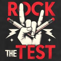 Testing Day Rock The Test Rock Music Teach.er Student 7 Panel Mesh Trucker Snapback Hat