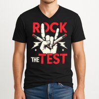 Testing Day Rock The Test Rock Music Teach.er Student V-Neck T-Shirt