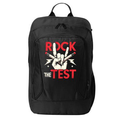 Testing Day Rock The Test Rock Music Teach.er Student City Backpack