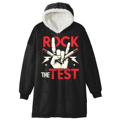 Testing Day Rock The Test Rock Music Teach.er Student Hooded Wearable Blanket