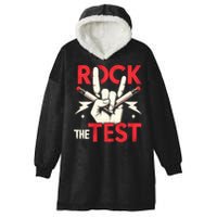 Testing Day Rock The Test Rock Music Teach.er Student Hooded Wearable Blanket