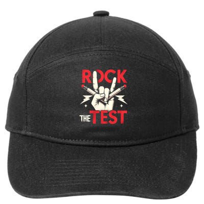 Testing Day Rock The Test Rock Music Teach.er Student 7-Panel Snapback Hat
