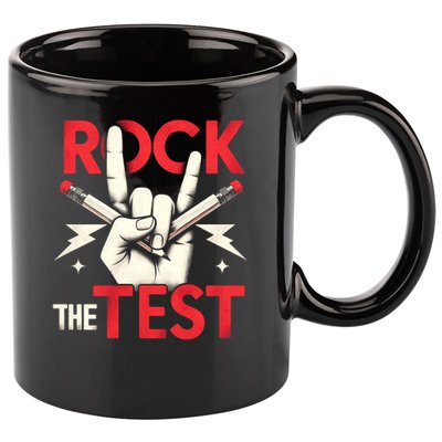 Testing Day Rock The Test Rock Music Teach.er Student 11oz C Handle Ceramic Mug