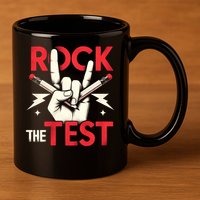 Testing Day Rock The Test Rock Music Teach.er Student 11oz C Handle Ceramic Mug
