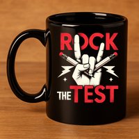 Testing Day Rock The Test Rock Music Teach.er Student 11oz C Handle Ceramic Mug