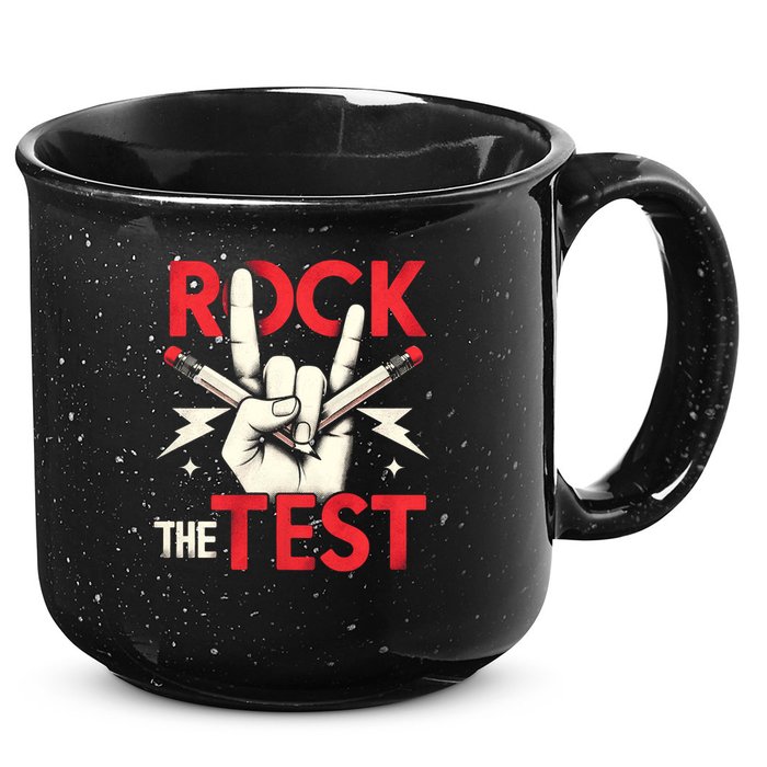 Testing Day Rock The Test Rock Music Teach.er Student 15oz Campfire Ceramic Mug