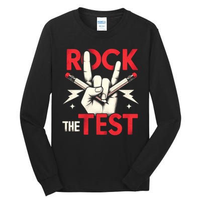 Testing Day Rock The Test Rock Music Teach.er Student Tall Long Sleeve T-Shirt