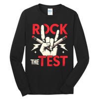 Testing Day Rock The Test Rock Music Teach.er Student Tall Long Sleeve T-Shirt