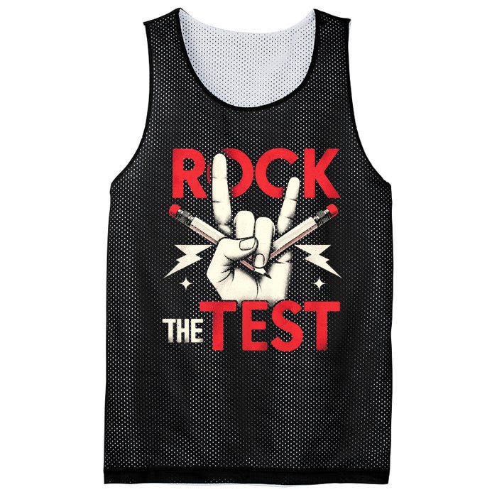 Testing Day Rock The Test Rock Music Teach.er Student Mesh Reversible Basketball Jersey Tank