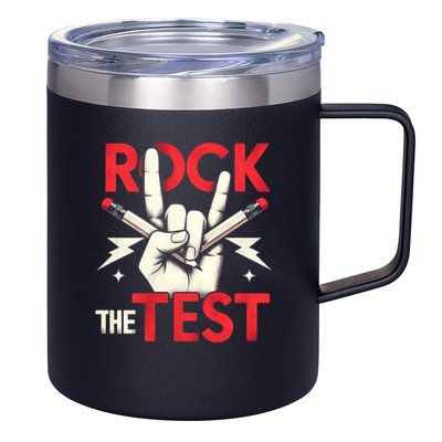 Testing Day Rock The Test Rock Music Teach.er Student 12oz Stainless Steel Coffee Mug