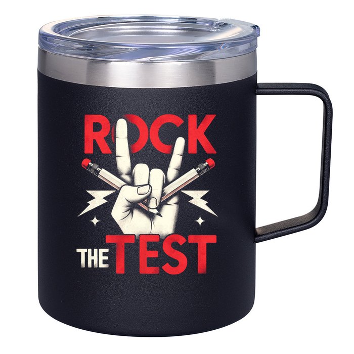 Testing Day Rock The Test Rock Music Teach.er Student 12oz Stainless Steel Coffee Mug