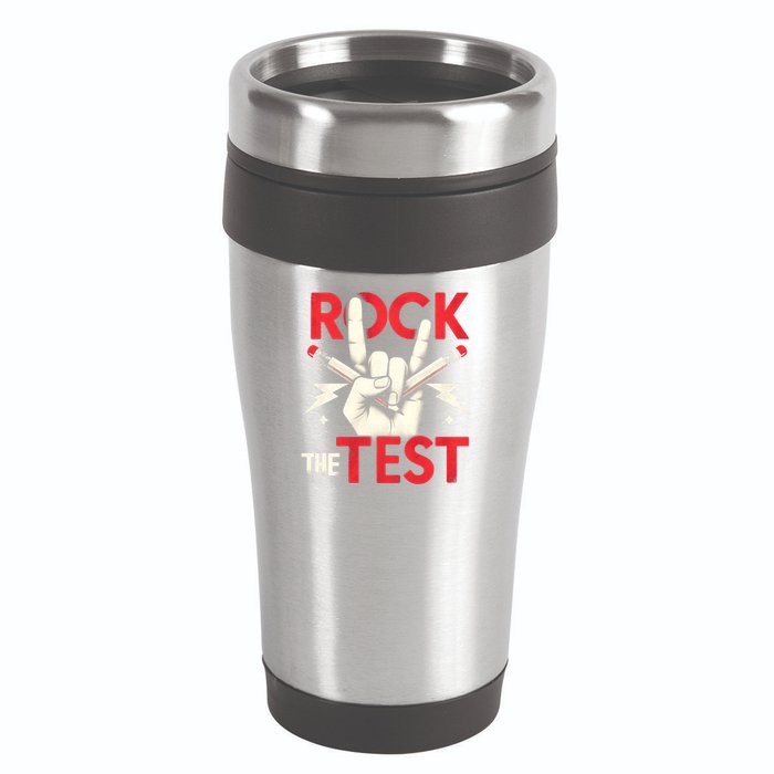 Testing Day Rock The Test Rock Music Teach.er Student 16oz Travel Tumbler