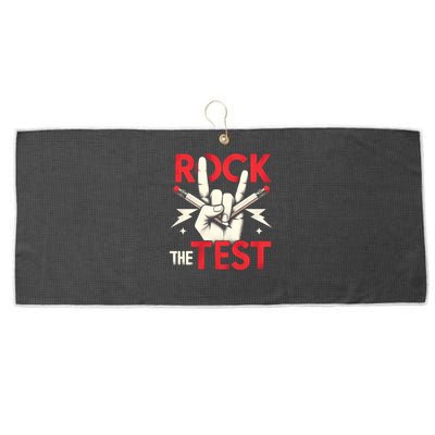 Testing Day Rock The Test Rock Music Teach.er Student Large Microfiber Waffle Golf Towel
