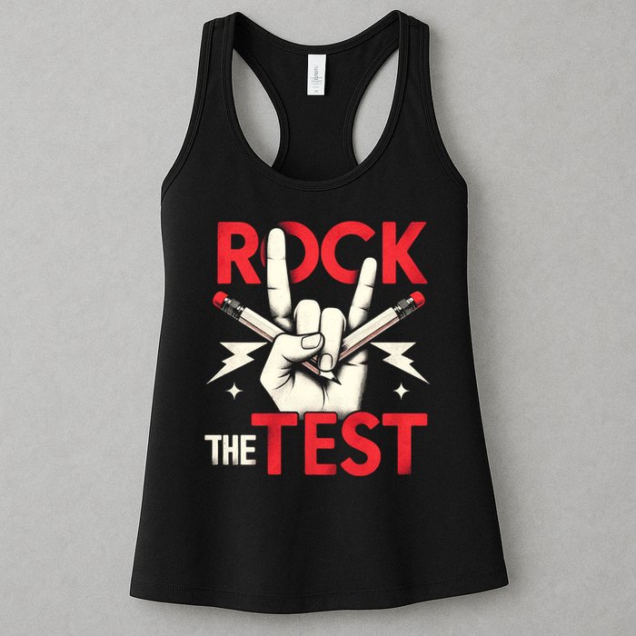Testing Day Rock The Test Rock Music Teach.er Student Womens Tank Top