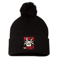 Testing Day Rock The Test Rock Music Teach.er Student Pom Pom 12in Knit Beanie