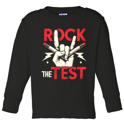 Testing Day Rock The Test Rock Music Teach.er Student Toddler Long Sleeve Shirt