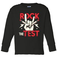 Testing Day Rock The Test Rock Music Teach.er Student Toddler Long Sleeve Shirt