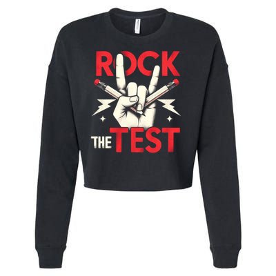 Testing Day Rock The Test Rock Music Teach.er Student Cropped Pullover Crew